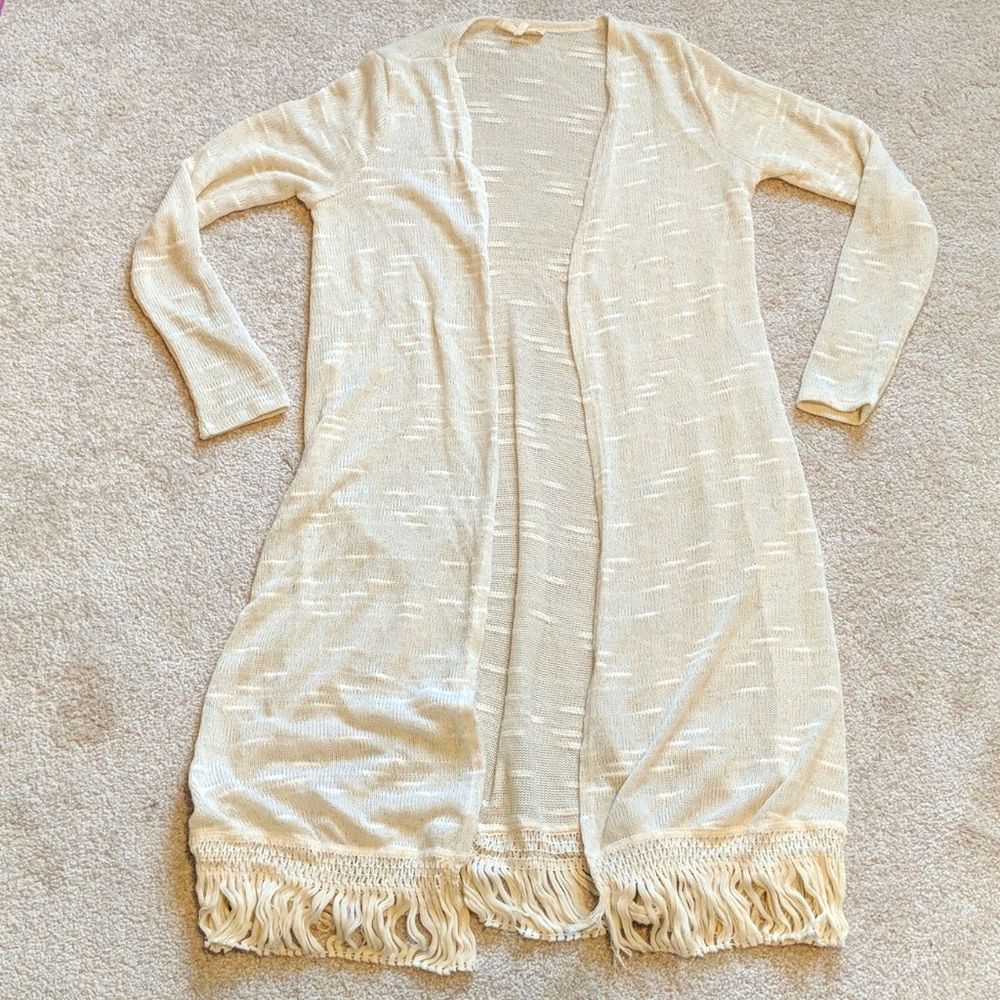 Nabee Cream Long Knit Cardigan